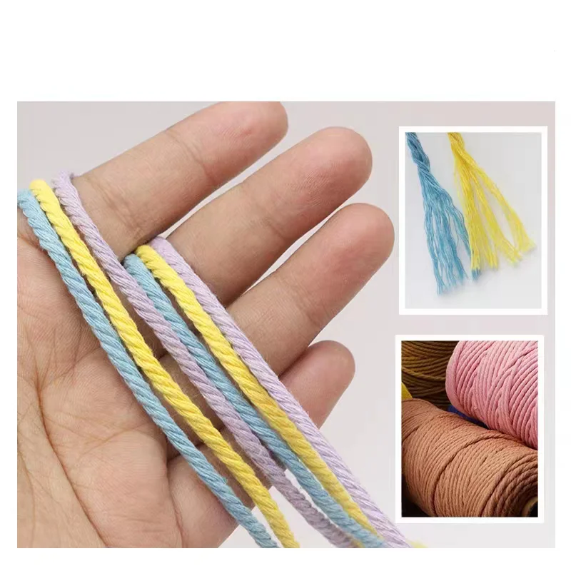 3mm 코 튼 Macrame 코드 로프 컬러 코 튼 스레드 Macrame 재료 DIY 공예 크로 셰 뜨개질 문자열 크리스마스 웨딩 홈 장식