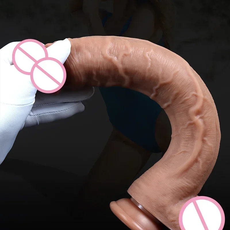 Spuer 더 큰 현실적인 딜도 실리콘 레이어 페니스, 흡입 컵 포함, 성인 섹시 토이, 여성 남성 질 항문 마사지 자극기