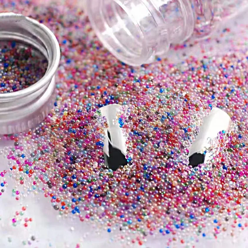 10/20g 0.4-3mm 미니 버블 볼 비즈 실리콘 몰드 용 작은 유리 구슬 수지 충전 UV 수지 에폭시 필러 DIY 네일 아트 장식