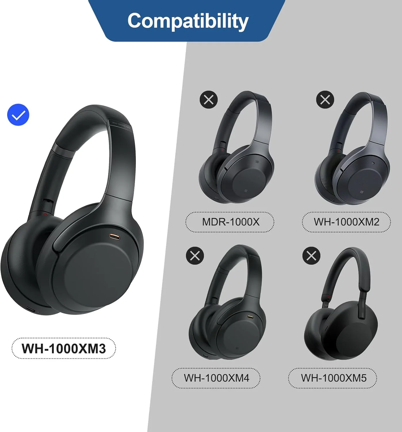 KUTOU 교체 용 이어 패드 소니 WH-1000XM3 1000XM3 WH1000XM3 헤드폰 귀마개 이어 패드 쿠션 액세서리 수리 부품