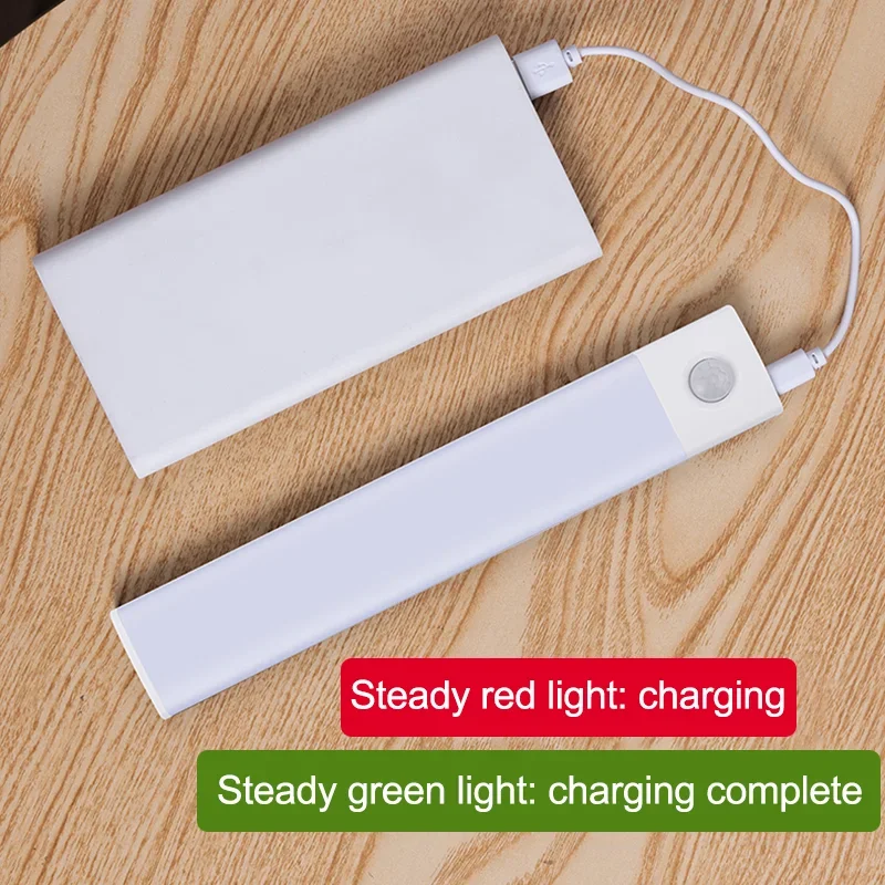 10/20/30/40/60CM 밤 빛 USB 충전식 모션 센서 Led 빛 무선 Led 램프 부엌 캐비닛 침실 옷장