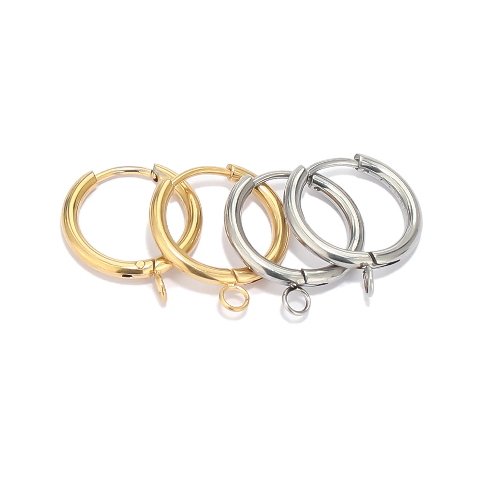 10pcs 스테인레스 스틸 골드 컬러 도금 Huggie 귀걸이 후크 루프 귀 포스트 점프 링 DIY 쥬얼리 결과 만들기