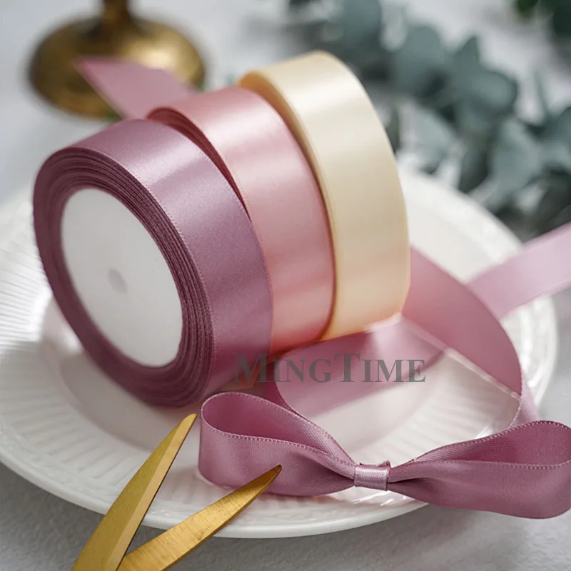 새틴 리본 25 야드 6mm 10mm 15mm 25mm 38mm 50mm 새시 선물 활 수제 DIY 공예 웨딩 파티 공급 장식