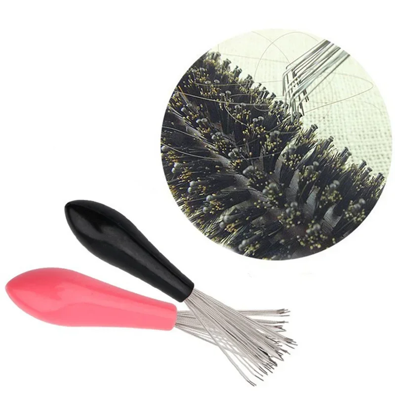 가정 용품 빗 헤어 브러시 클리너 플라스틱 손잡이 청소 브러시 ​​리무버 내장 미용 도구 청소 제품