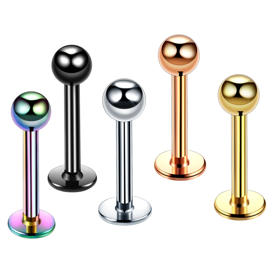 10 개/몫 스틸 16G Tragus 헬릭스 바 3mm 볼 Labret 립 바 링 스터드 연골 귀 피어싱 여성 남성을위한 바디 쥬얼리