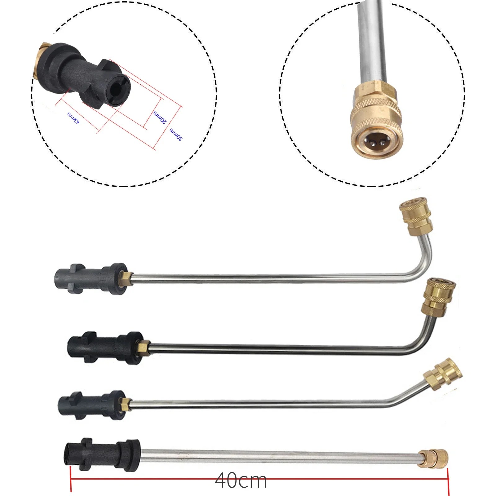 1/4 인치로드 제트 자동차 청소 노즐이있는 Karcher K2 K3 K4 K5 K6 K7 용 고압 물총 확장