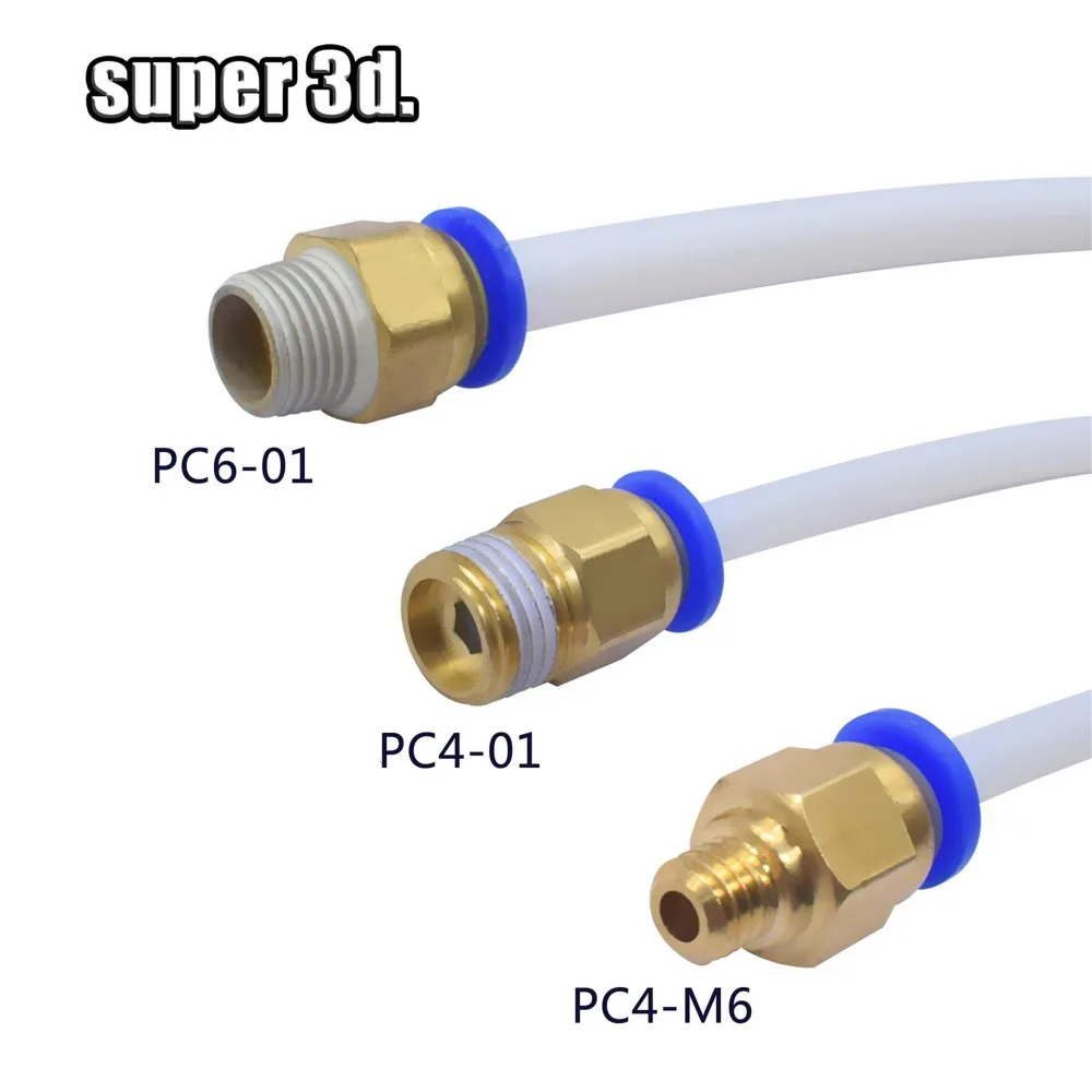 3D 프린터 부품 용 2pcs 공압 커넥터 Bowden Quick Jointer Coupler 1.75/3mm 파이프 pc4 m6 m10 피팅 PTFE 튜브 2/4mm