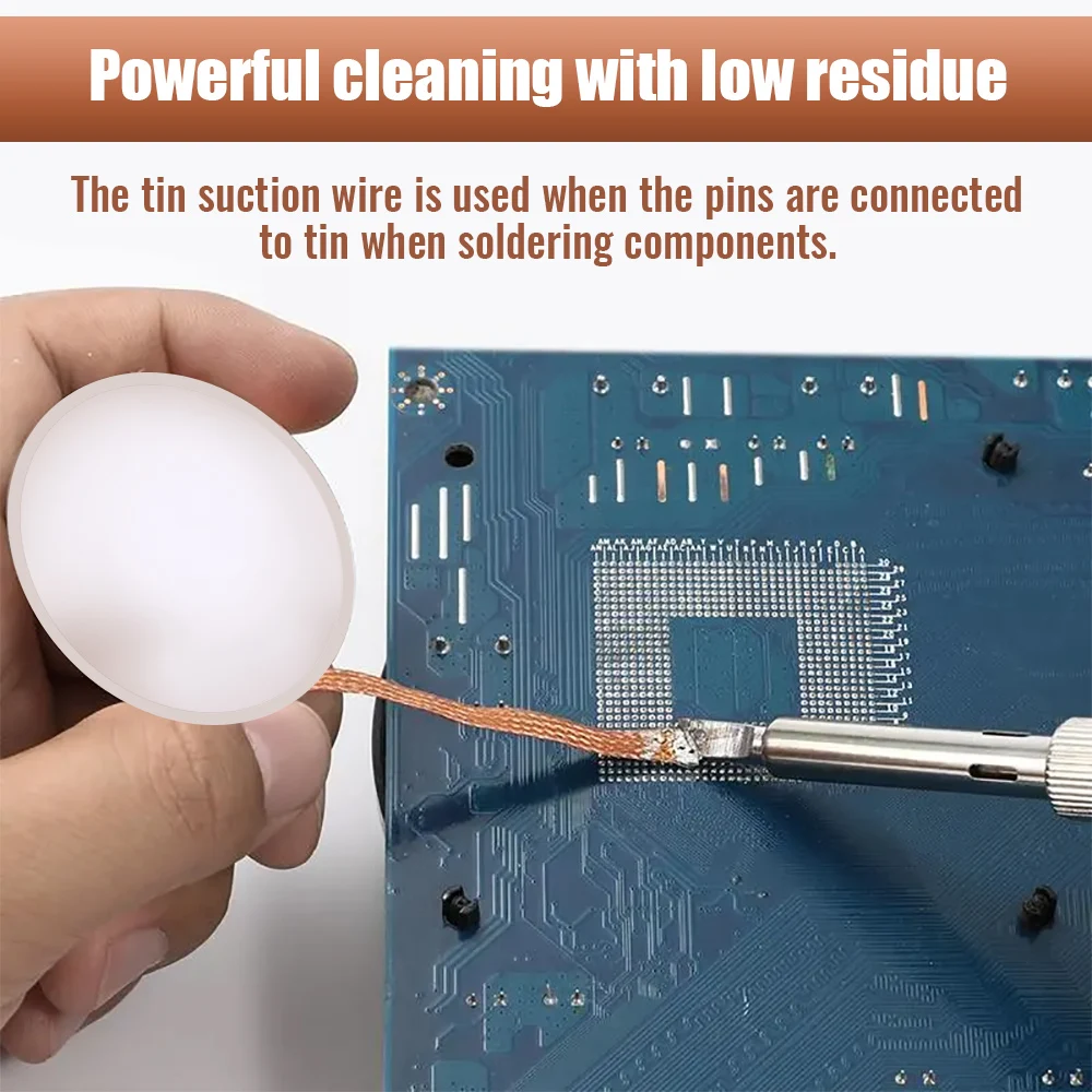 1.5-3.5mm 디 솔더링 메쉬 브레이드 테이프 구리 용접 포인트 솔더 리무버 와이어 납땜 심지 솔더링 용 주석 리드 코드 플럭스