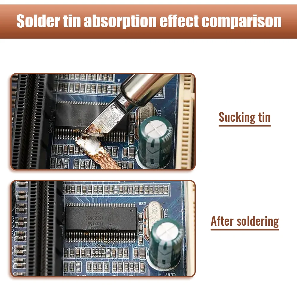 1.5-3.5mm 디 솔더링 메쉬 브레이드 테이프 구리 용접 포인트 솔더 리무버 와이어 납땜 심지 솔더링 용 주석 리드 코드 플럭스