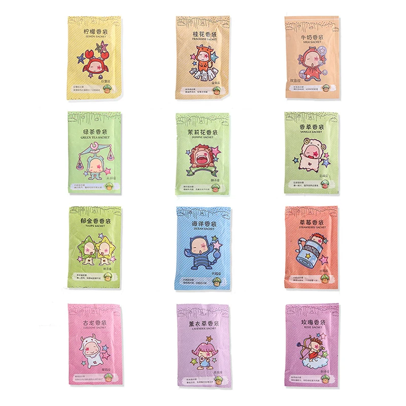12pcs 옷장 찬장 향기로운 교수형 홈 향수 향 주머니 청정제 가방 탈취제 옷장 공기 청정 옷장 안티 해충