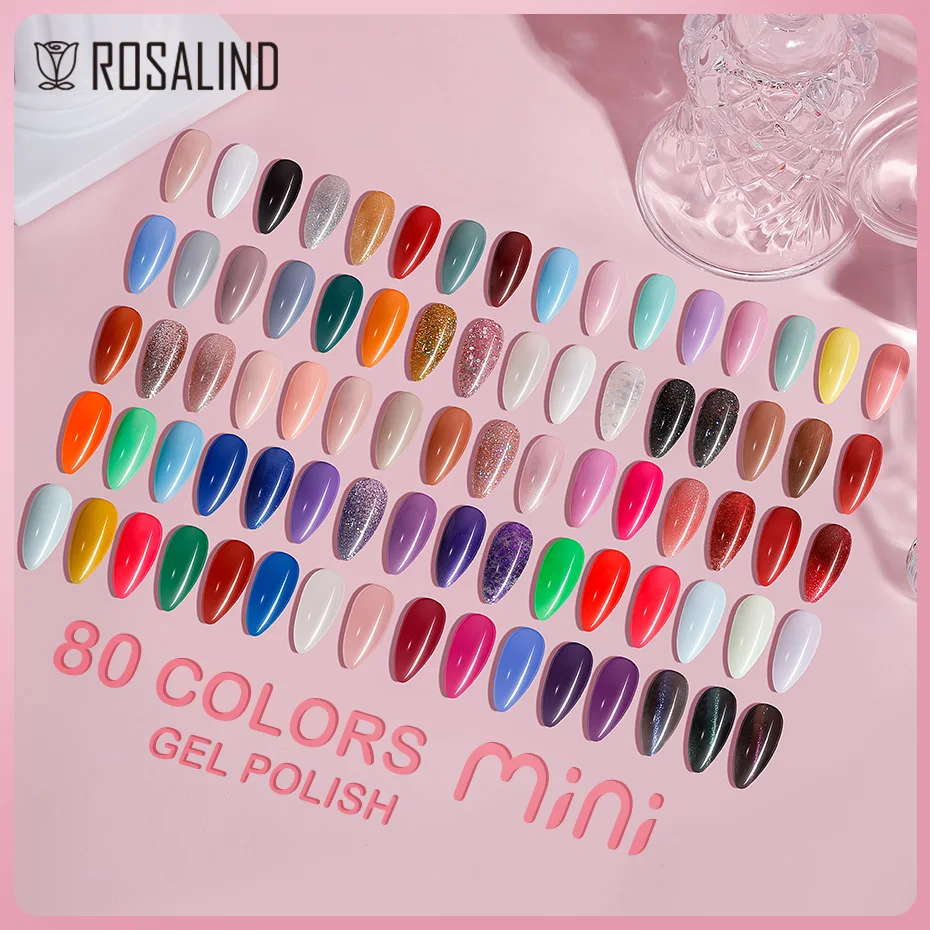 Rosalind 미니 젤 네일 광택제 컬러 접착제 프라이머 네일 접착제, 반영구 네일 UV 건조, LED 네일 램프, 네일 용품, 7ML