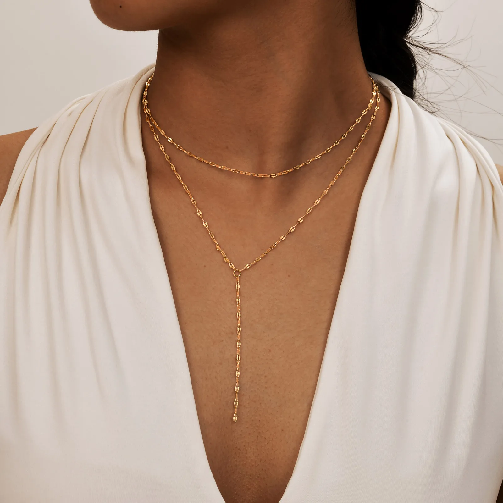 2024 스테인레스 스틸 립 체인, 더블 레이어 프린지 목걸이, 골드 컬러 Chaoker 패션 주얼리 긴 Neckalce 여성을위한 설정 title=2024 스테인레스 스틸 립 체인, 더블 레이어 프린지 목걸이, 골드 컬러 Chaoker 패션 주얼리 긴 Neckalce 여성을위한 설정 