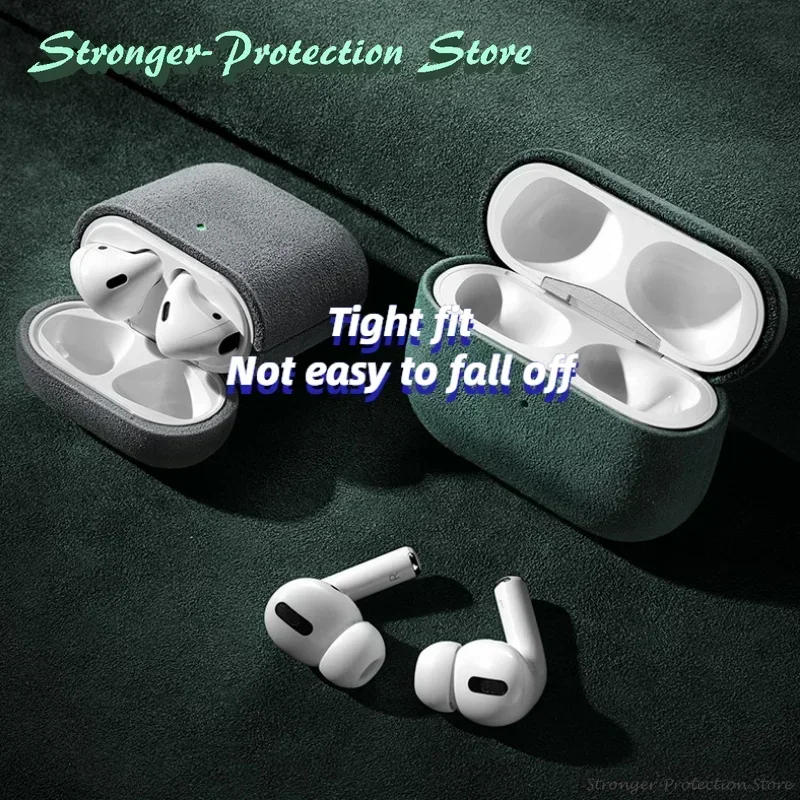 Airpods Pro 2 용 이탈리아 스웨이드 가죽 케이스 Airpods 4 3 케이스 무선 충전 용 고급 인조 가죽 모든 항목을 포함하는 케이스
