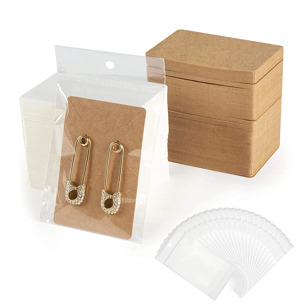 귀걸이 카드 목걸이 디스플레이 카드 가방 50pcs 귀걸이 디스플레이 카드 50Pcs 셀프 인감 가방 DIY 쥬얼리에 대한 크래프트 종이 태그
