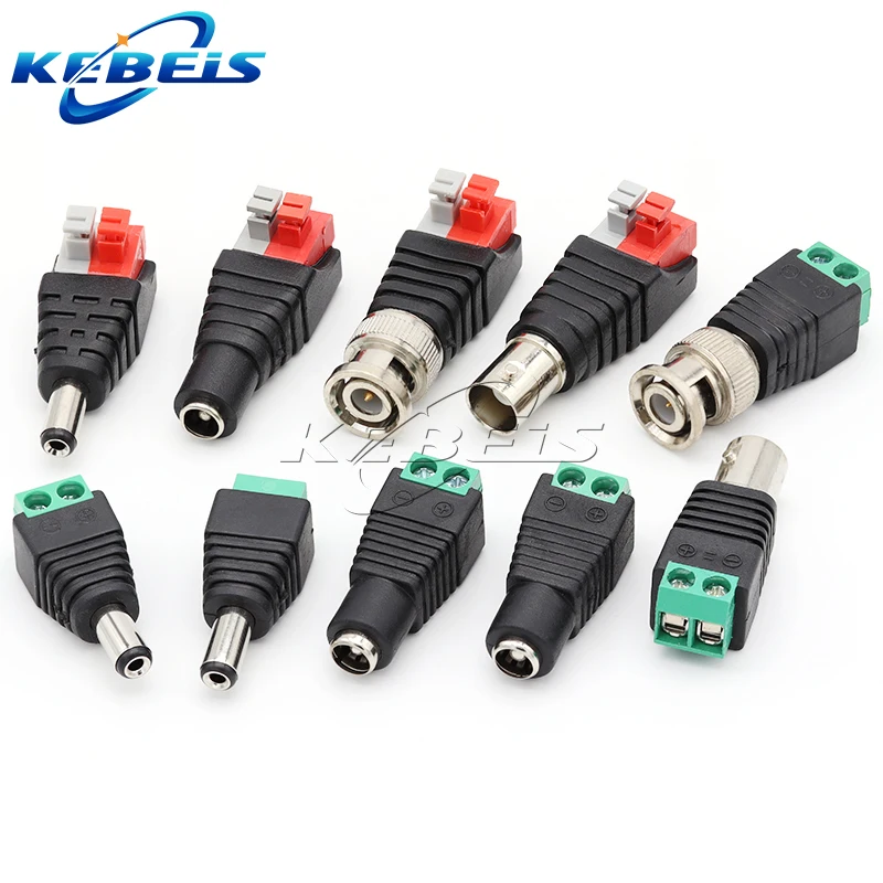 2/5/10PCS DC 12V 남성 여성 BNC 커넥터 LED CCTV 카메라에 대 한 5.5*2.1mm/2.5mm 용접 무료 전원 DC 플러그 어댑터 잭 소켓