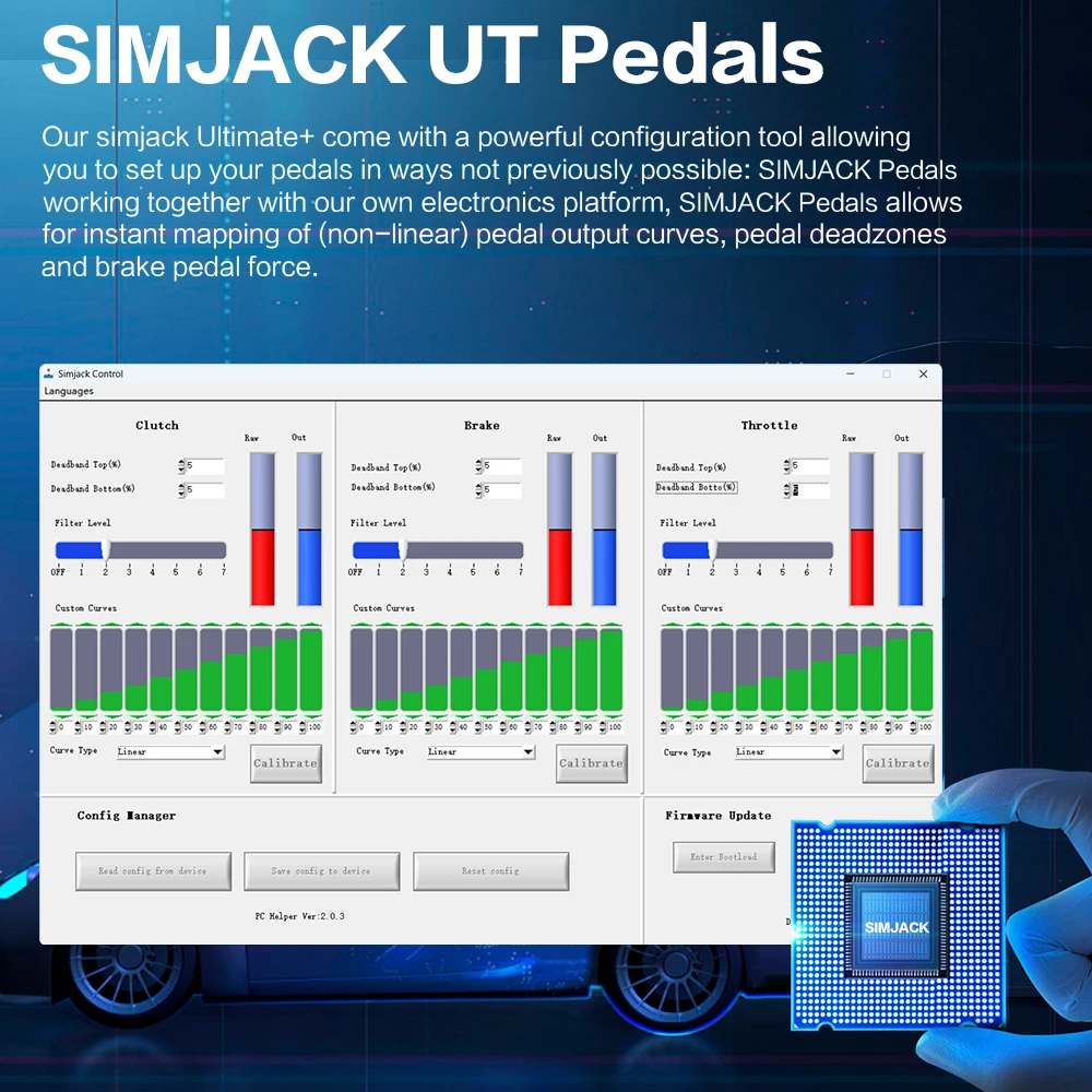 SIMJACK UT 페달 Sim 레이싱 페달 PC 레이싱 시뮬레이터 압력 센서 로드셀 HE 유압 페달