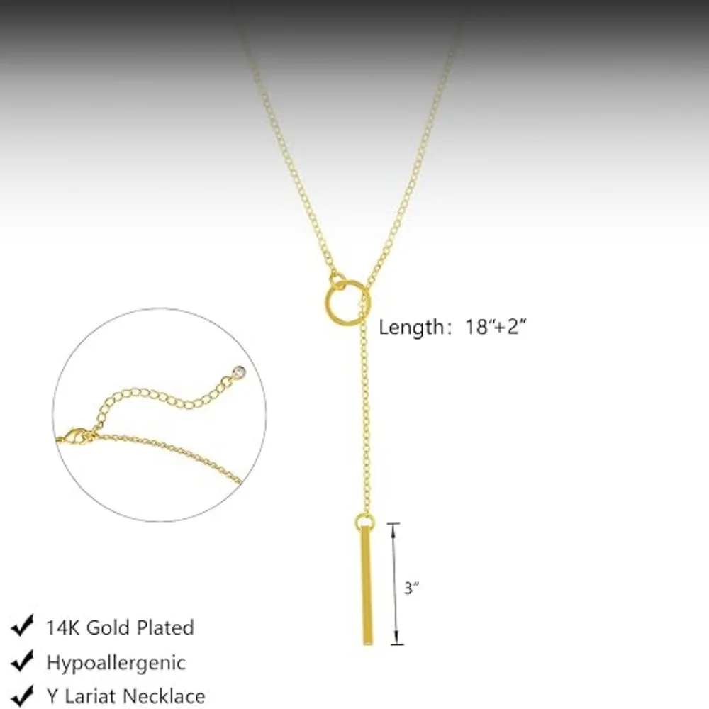 여성을위한 MEDFOLY 올가미 목걸이 Dainty 14k 골드 도금 간단한 스웨터 O-체인 펜던트 Y 목걸이 패션 여름 보석 선물
