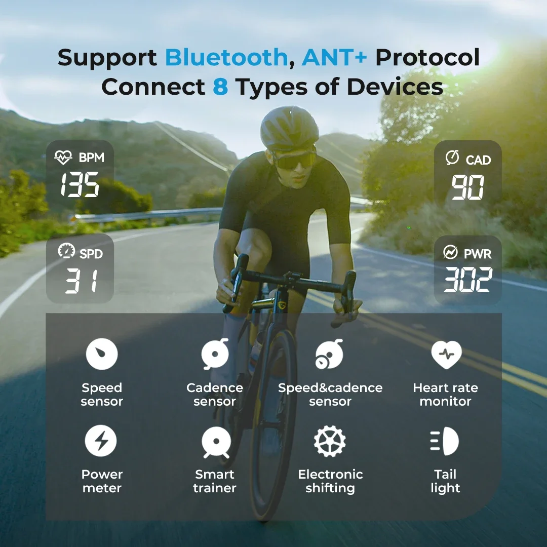 GEOID CC600 자동 WIFI ANT 주행 거리계 IPX7 자전거 네비게이션 시스템을 갖춘 무선 스마트 자전거 컴퓨터 속도계