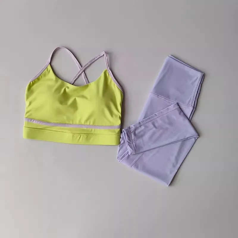 여성 요가 세트 운동 세트 2 조각 높은 허리 요가 레깅스 스포츠 브래지어 체육관 정장 Activewear 스포츠 피트니스 세트 스포츠 슈트