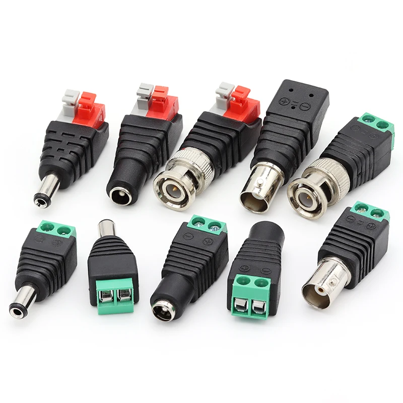 2/5/10PCS DC 12V 남성 여성 BNC 커넥터 LED CCTV 카메라에 대 한 5.5*2.1mm/2.5mm 용접 무료 전원 DC 플러그 어댑터 잭 소켓