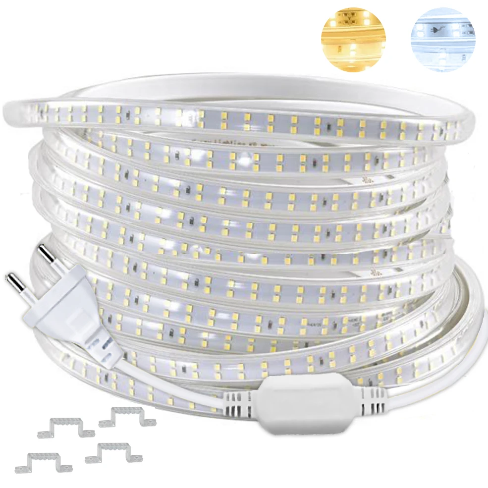 220V Led 스트립 1-30m Eu 플러그 2835 유연한 리본 빛 방수 Led 테이프 홈 부엌 야외 정원 장식 조명 title=220V Led 스트립 1-30m Eu 플러그 2835 유연한 리본 빛 방수 Led 테이프 홈 부엌 야외 정원 장식 조명 