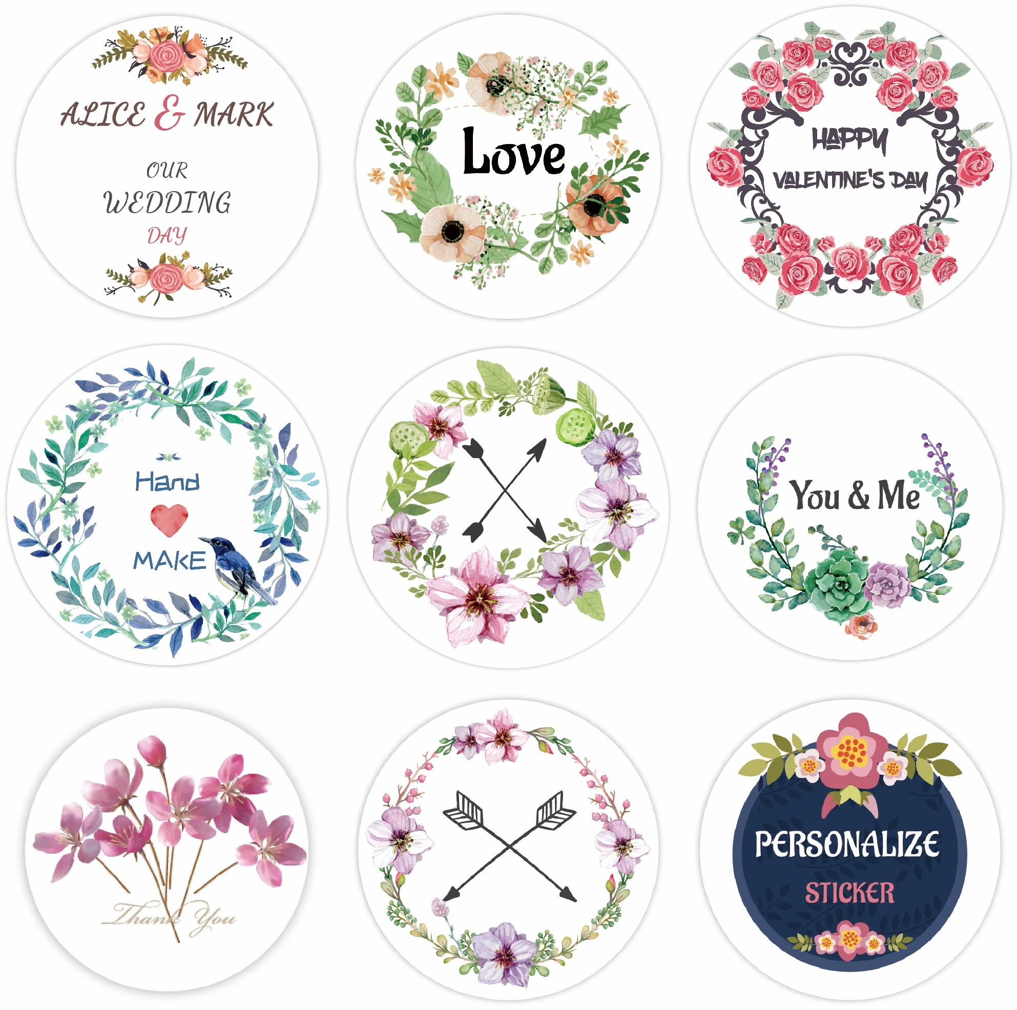 100 PCS 사용자 정의 스티커 로고 감사합니다 레이블 맞춤 스티커 포장 이름 파티 결혼식 생일 인쇄 자신의 스티커
