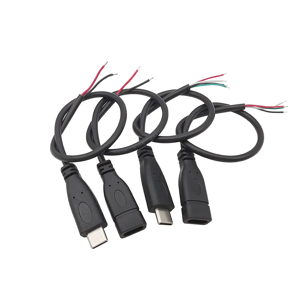 1Pcs 2Pin 4Pin 마이크로 USB/유형 C 충전기 커넥터 USB 2.0 유형 A 남성 여성 전원 공급 장치 연장 케이블 와이어 DIY 데이터 라인