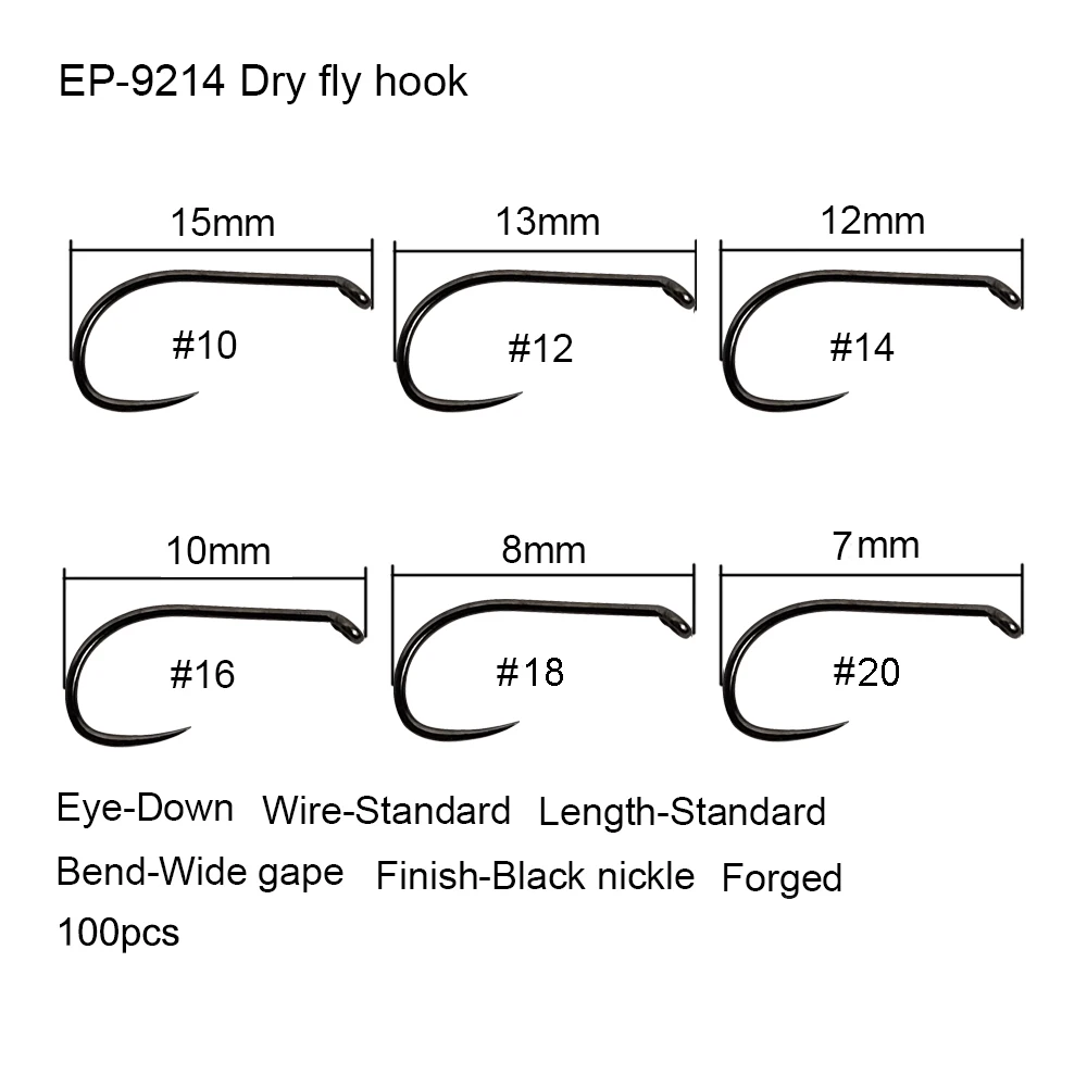 Eupheng 100Pcs 플라이 낚시 후크 Barbless 플라이 묶는 후크 낚시 드라이 요정 새우 젖은 Caddis 플라이 후크