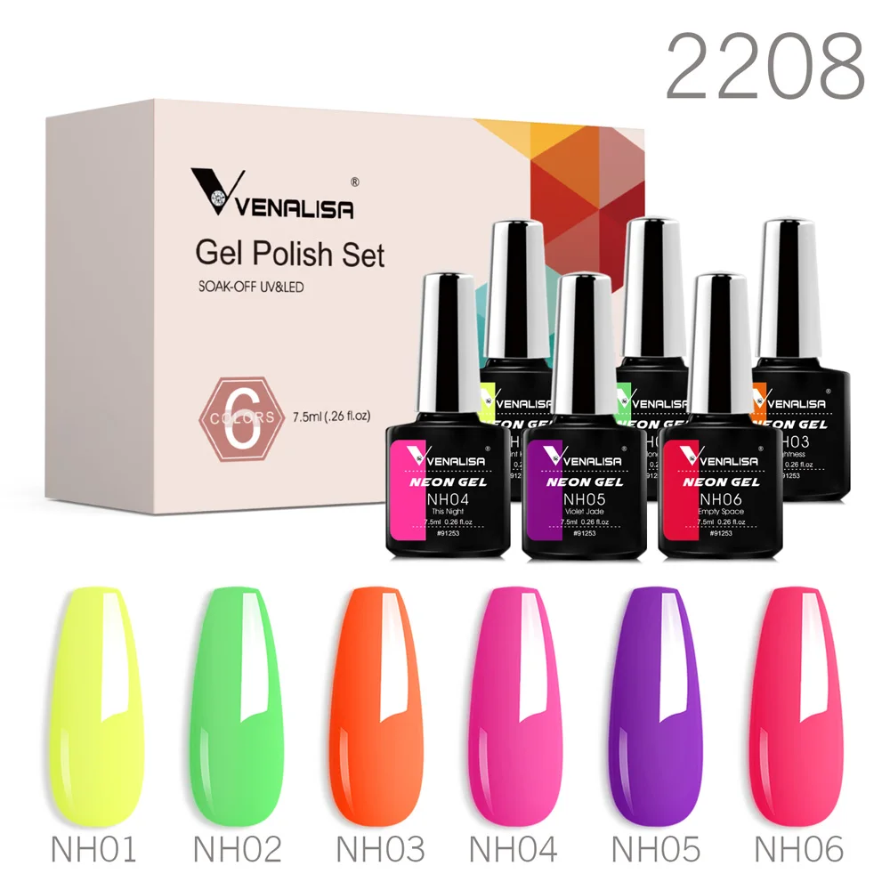 Venalisa 네일 젤 광택제 키트, HEMA 프리 누드 핑크 컬러 컬렉션, 셀프 레벨링, 풀 커버리지 네일 매니큐어 세트, 6 개 키트