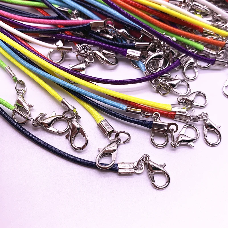 새로운 10pcs 1.5mm 가죽 코드 왁스 로프 체인 목걸이 익스텐더 체인, 랍스터 걸쇠 DIY 쥬얼리 액세서리