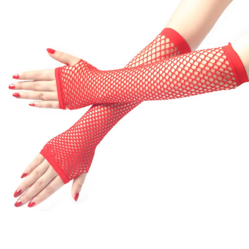 여성 패션 네온 Fishnet 핑거리스 긴 장갑 다리 팔 커프 파티 착용 여성을위한 멋진 드레스 섹시한 아름다운 팔 따뜻하게