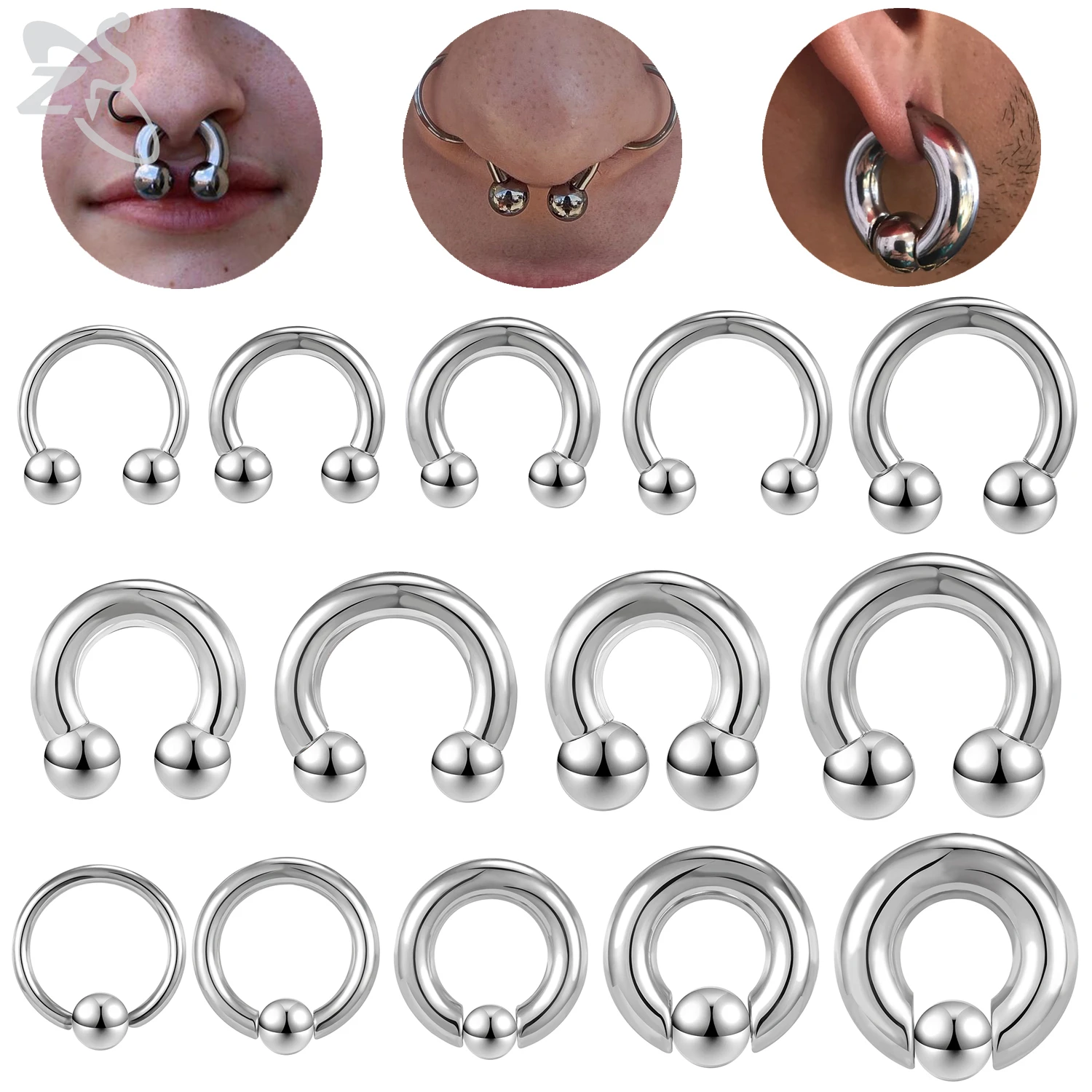 ZS 1 조각 2/4/6/8G Stainelss 강철 말굽 코 링 남성 내부 스레드 대형 게이지 피어싱 귀 확장기 Septum 피어싱 title=ZS 1 조각 2/4/6/8G Stainelss 강철 말굽 코 링 남성 내부 스레드 대형 게이지 피어싱 귀 확장기 Septum 피어싱 