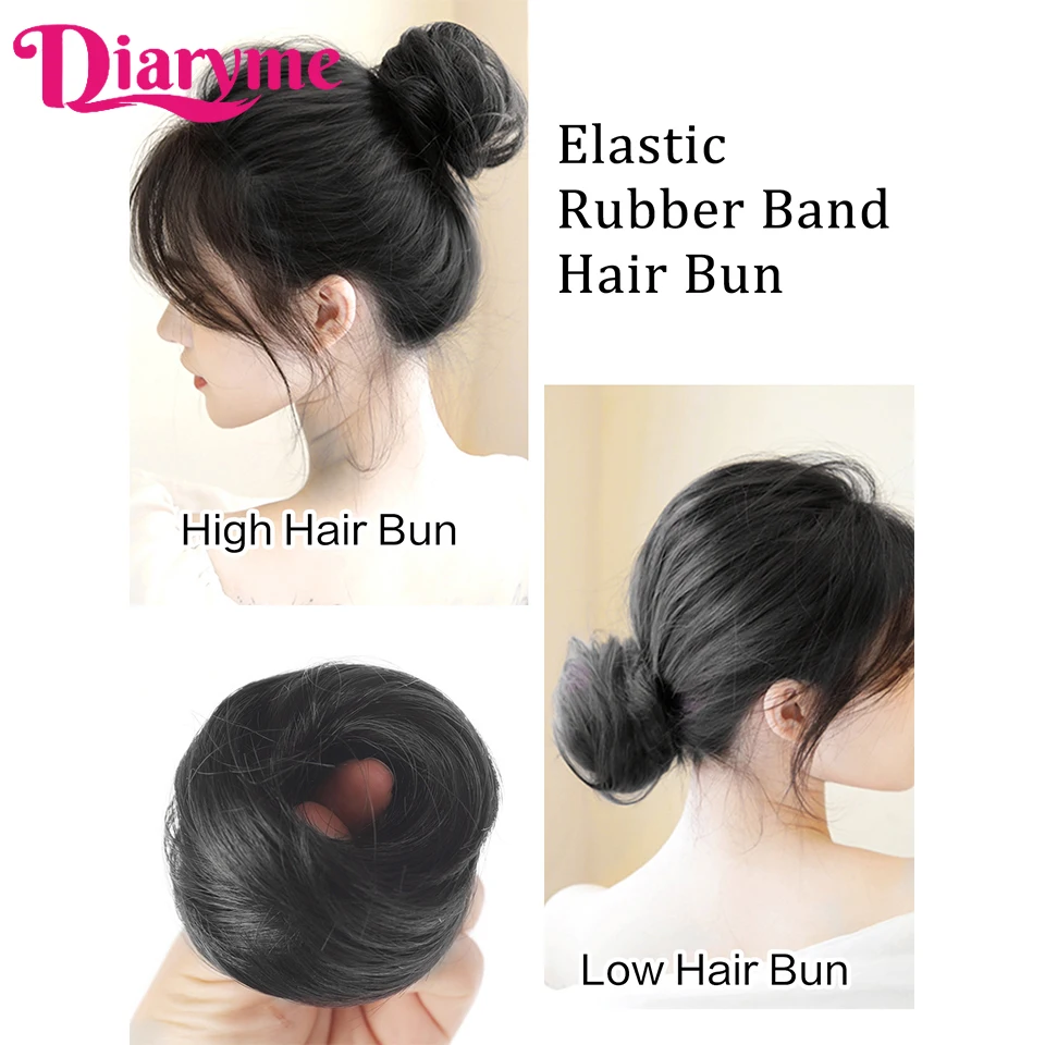 탄성 고무 밴드 가짜 머리 롤빵 합성 스트레이트 Chignon 클립 머리 꼬리 확장 Updo 헤어 롤빵 헤어 피스 여성을위한
