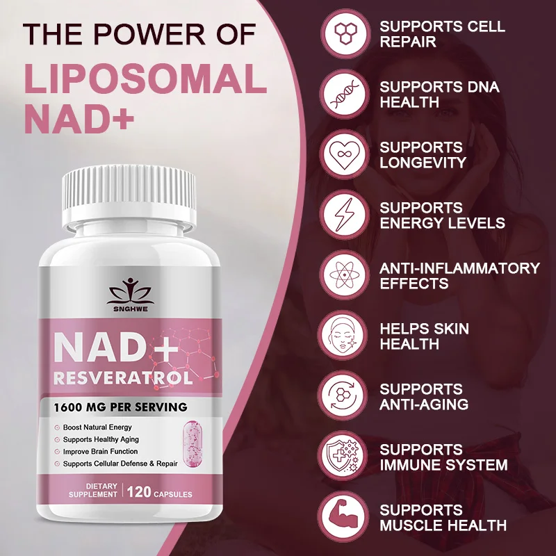 SNGHWE NAD+ 보충제 - 노화 방지 세포 부스터, 자연 에너지 지원 - NAD+ 부스터, 면역 체계 강화