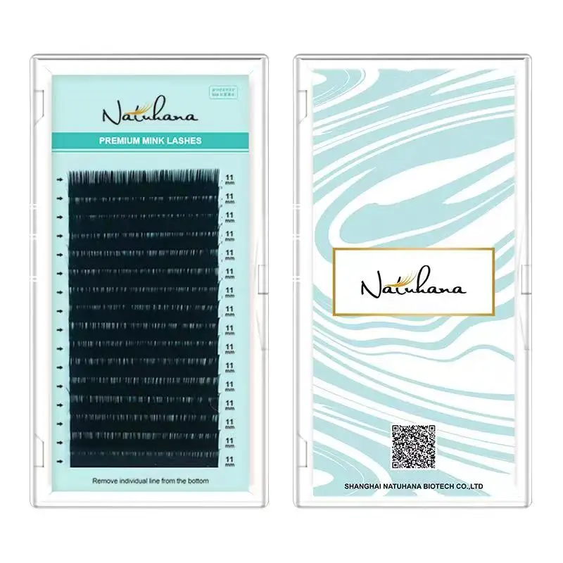 NATUHANA 16Rows B C cc D 속눈썹 연장 개별 거짓 Cilio 자연 소프트 밍크 속눈썹 고품질 매트 가짜 속눈썹