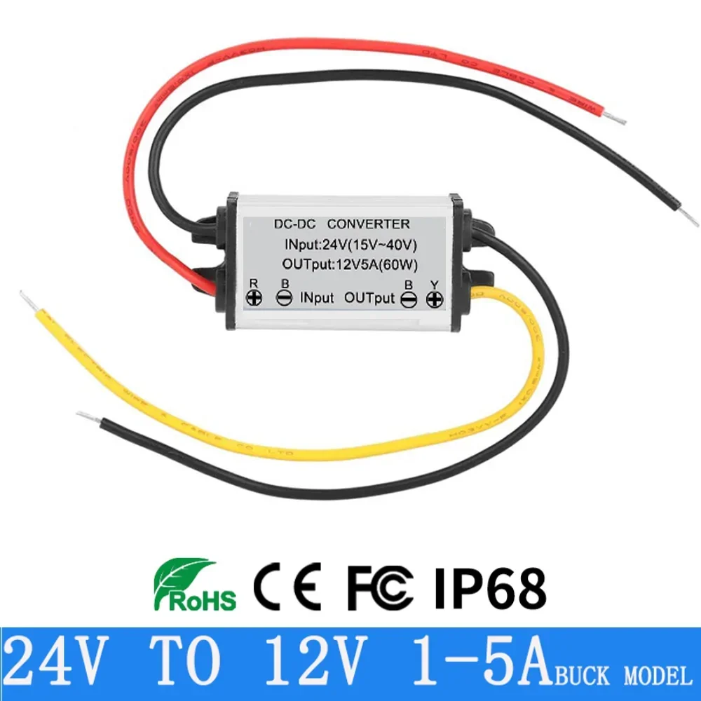24V to 12V 컨버터 스텝 다운 24V 12V, 방수 모듈, DC DC 1A-5A 벅 모델 컨버터 title=24V to 12V 컨버터 스텝 다운 24V 12V, 방수 모듈, DC DC 1A-5A 벅 모델 컨버터 