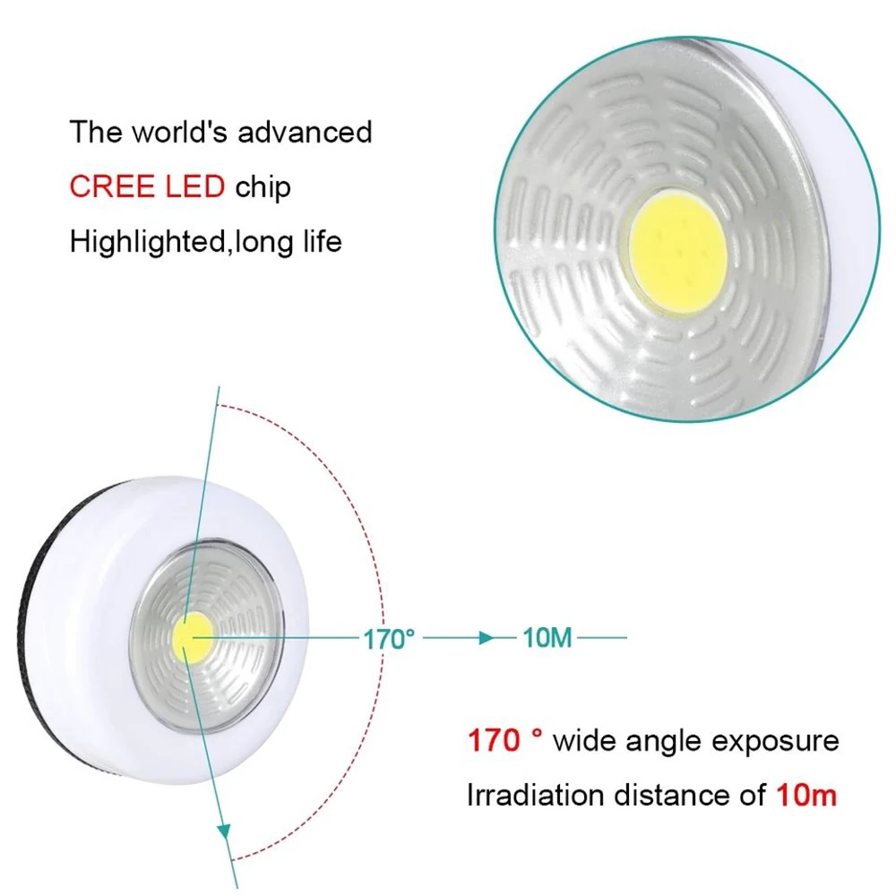 1/2/3/5Pcs LED 미니 터치 야간 조명 배터리 구동 옷장 가구 침실 머리맡 핸드 프레스 야간 램프 주방 조명