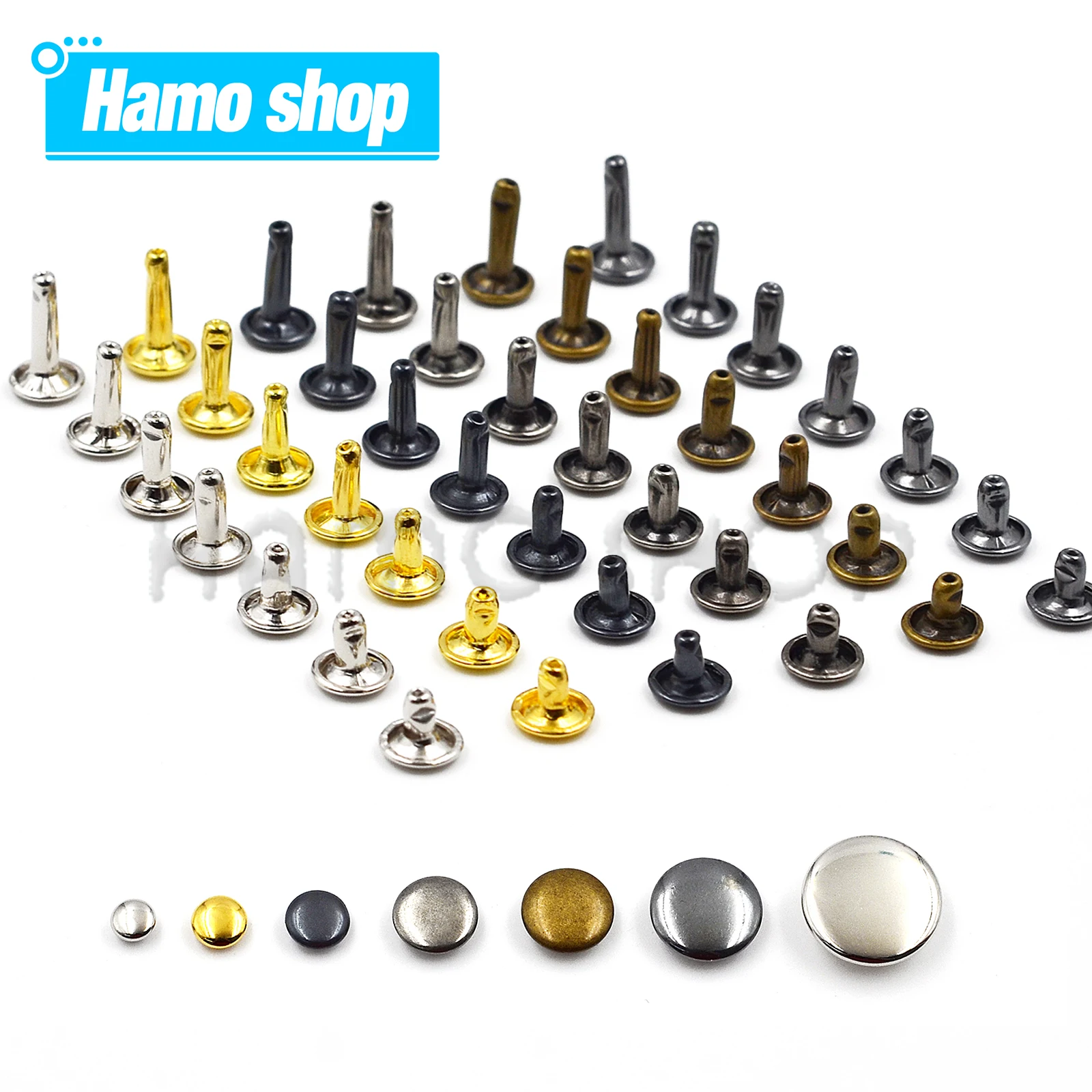 100 세트 5-15mm 금속 더블 캡 리벳 스터드 라운드 네일 리벳 Leathercraft 액세서리 수리 신발 가방 벨트 의류 의류 title=100 세트 5-15mm 금속 더블 캡 리벳 스터드 라운드 네일 리벳 Leathercraft 액세서리 수리 신발 가방 벨트 의류 의류 