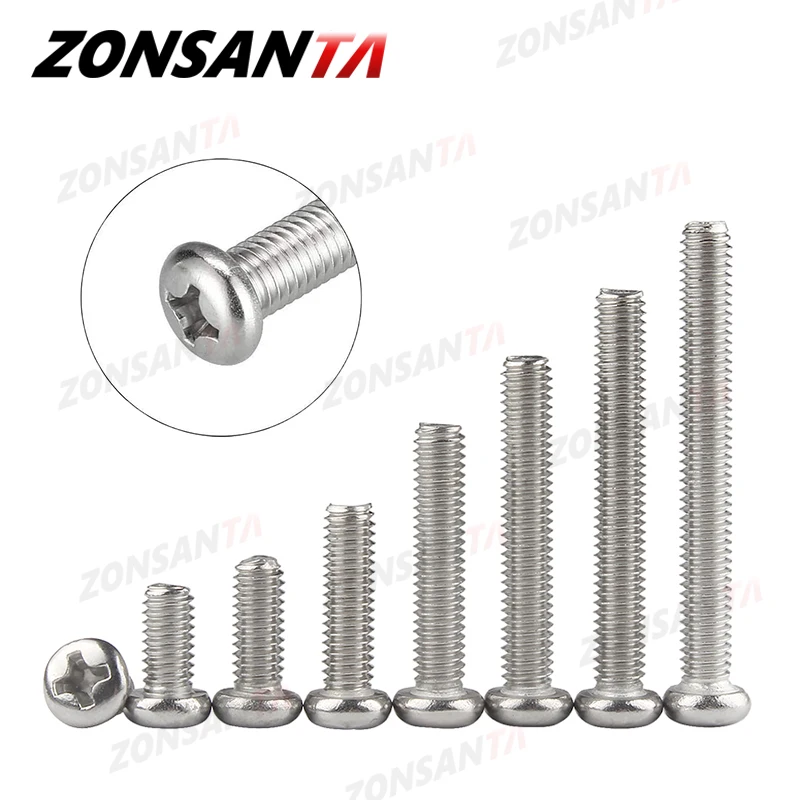 ZONSANTA 십자 오목 팬 헤드 나사, 필립스 TV 컴퓨터 볼트, M1.6 M2 M2.5 M3 M4 M5 M6 DIN7985 GB818 304 스테인리스 스틸 title=ZONSANTA 십자 오목 팬 헤드 나사, 필립스 TV 컴퓨터 볼트, M1.6 M2 M2.5 M3 M4 M5 M6 DIN7985 GB818 304 스테인리스 스틸 