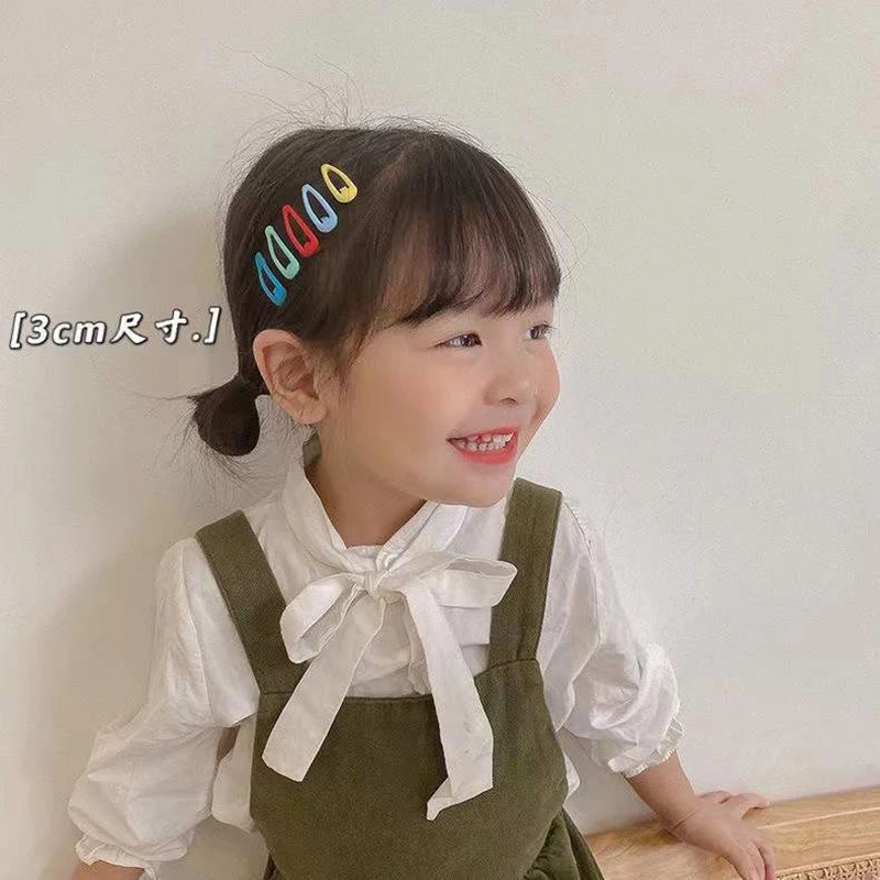 20 개/몫 3cm 어린이 귀여운 다채로운 물방울 모양 BB 헤어 클립 어린이 모자를 쓰고 있죠 소녀 사랑스러운 머리핀 DIY 헤어 액세서리