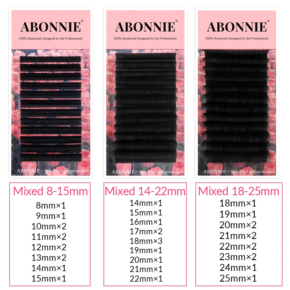 ABONNIE 매트 블랙 이지 팬 래쉬 캐시미어 블루밍 속눈썹 연장 셀프 메이킹 팬 메가 볼륨 속눈썹