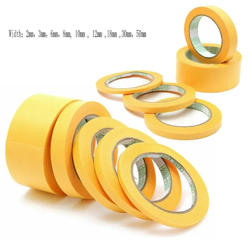 1pcs 2-50mm 노란색 마스킹 테이프 접착 테이프 질감 종이 자동차 페인트 장식 그림에 대 한 마크 없이 원활한 손 눈물