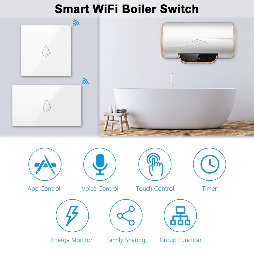 LoraTap WiFi 보일러 온수기 EU US IL 스위치 Tuya 스마트 라이프 App 원격 제어 에너지 모니터링 음성 Google 홈 Alexa