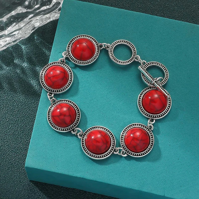 여성을위한 패션 Boho 빈티지 라운드 진주 팔찌 Bangles 블루 레드 블랙 구슬 빈티지 보헤미안 조절 팔찌 쥬얼리
