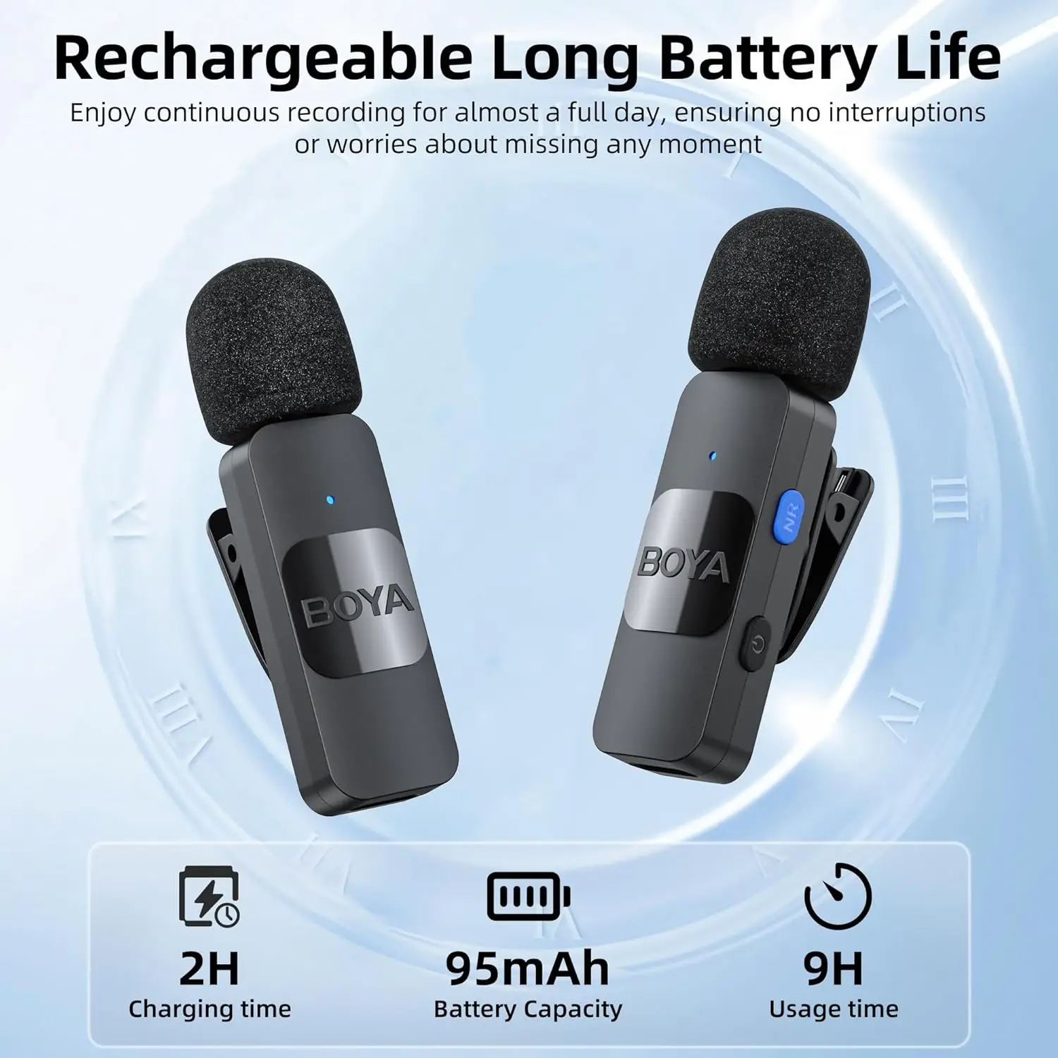 BOYA BY-V 무선 라발리에 마이크 iPhone Android 스마트폰 DSLR 카메라 PC 컴퓨터 라펠 마이크 게임 라이브 스트리밍 Vlog Youtube 비디오 녹화