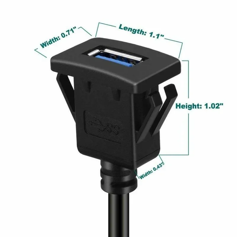 자동차 트럭 보트 오토바이 대시보드 1M용 버클이 있는 USB 3.0 패널 플러시 마운트 연장 케이블