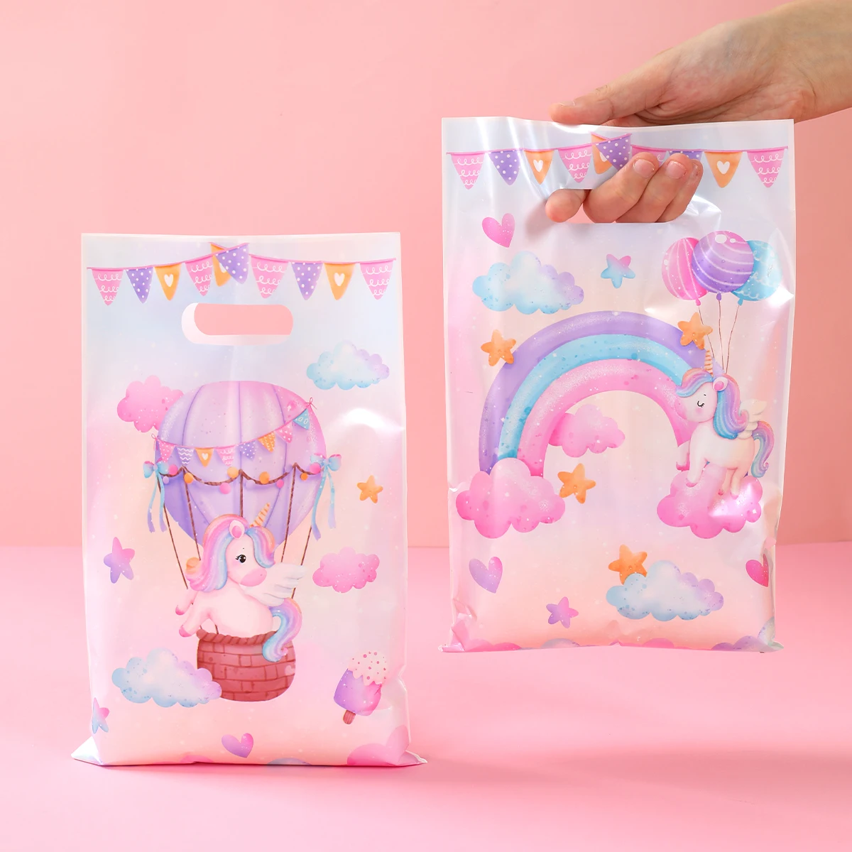 10/25/50pcs 핸드백 사탕 가방 유니콘 생일 파티 장식 어린이 선물 포장 가방 1 생일 베이비 샤워 소녀 파티 용품