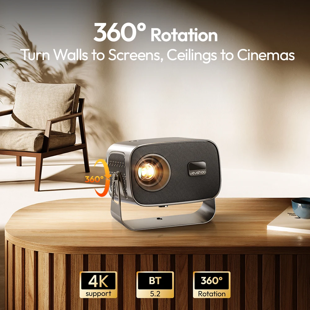 VEVSHAO A12 프로젝터 미니 휴대용 LED 비디오 안드로이드 11.0 WIFI 6 미러 스마트 폰 1080P 4K 비디오 홈 시네마 프로젝터
