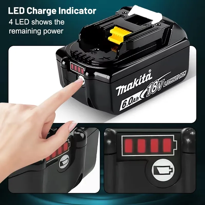 Makita 18V 배터리 BL1830B BL1850B BL1850 BL1840 BL1860 BL1815 교체용 리튬 배터리용 100% 오리지널 Makita 6Ah/5Ah/3Ah