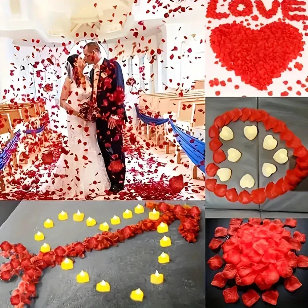 100-10000Pcs 상단 다채로운 인공 가짜 장미 꽃잎 레드 화이트 골드 장미 꽃잎 꽃 로맨틱 웨딩 파티 발렌타인 장식